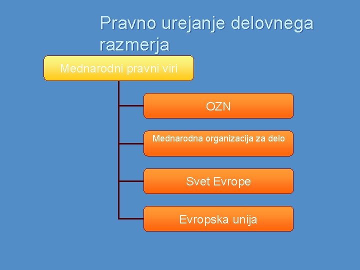 Pravno urejanje delovnega razmerja Mednarodni pravni viri OZN Mednarodna organizacija za delo Svet Evrope