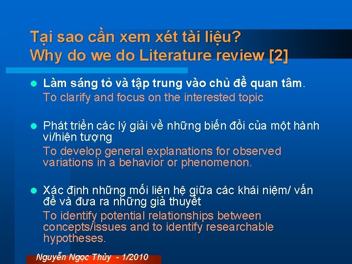 Tại sao cần xem xét tài liệu? Why do we do Literature review [2]