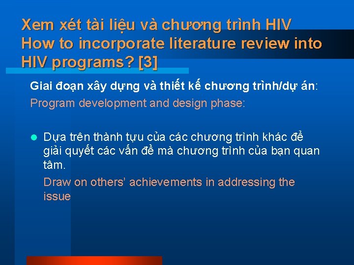 Xem xét tài liệu và chương trình HIV How to incorporate literature review into