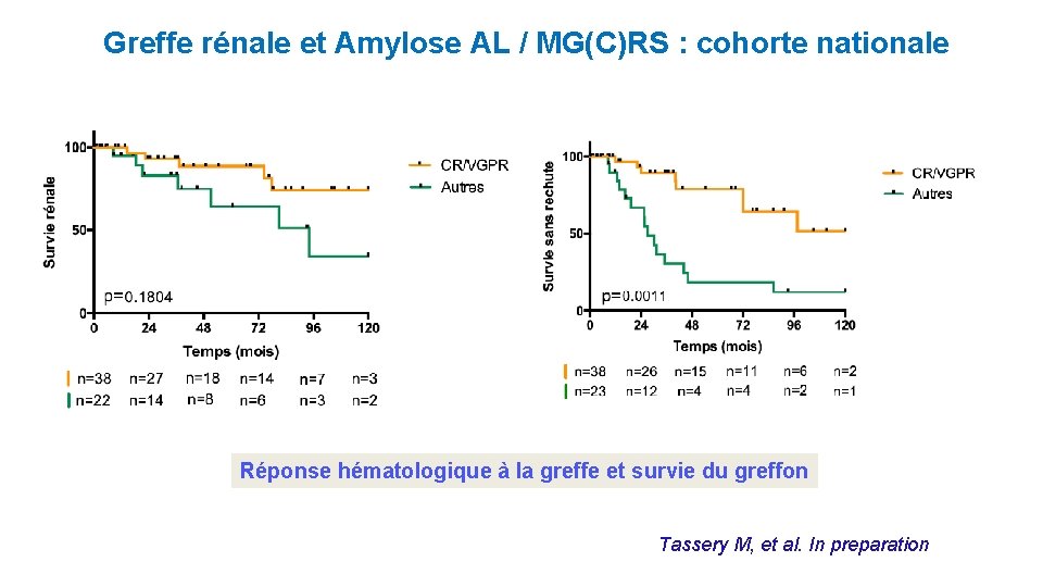 Greffe rénale et Amylose AL / MG(C)RS : cohorte nationale Réponse hématologique à la