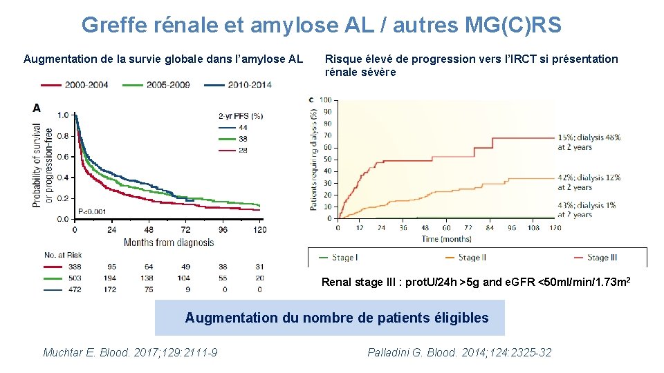Greffe rénale et amylose AL / autres MG(C)RS Augmentation de la survie globale dans