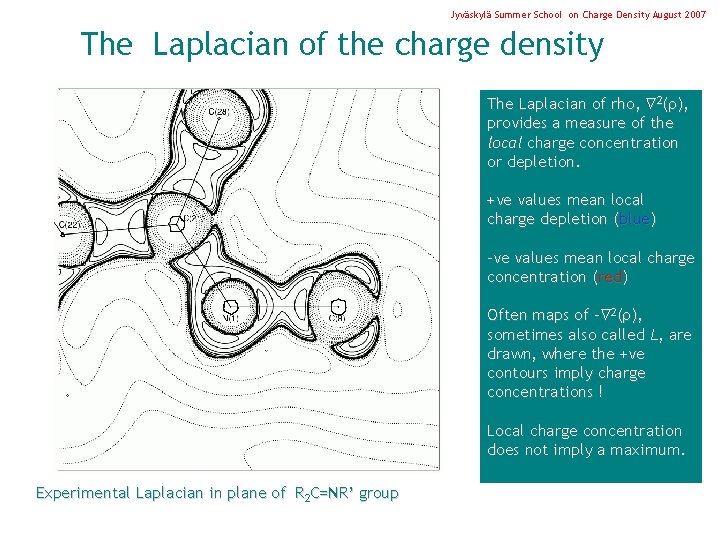 Jyväskylä Summer School on Charge Density August 2007 The Laplacian of the charge density