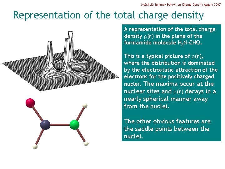 Jyväskylä Summer School on Charge Density August 2007 Representation of the total charge density