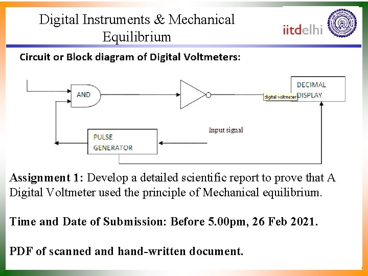 Digital Instruments & Mechanical Equilibrium Assignment 1: Develop a detailed scientific report to prove