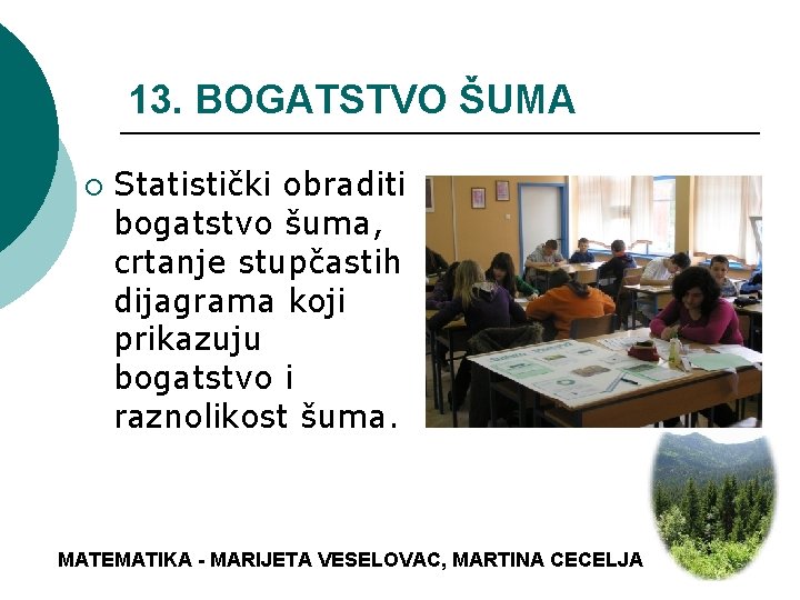 13. BOGATSTVO ŠUMA ¡ Statistički obraditi bogatstvo šuma, crtanje stupčastih dijagrama koji prikazuju bogatstvo