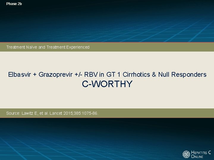 Phase 2 b Treatment Naïve and Treatment Experienced Elbasvir + Grazoprevir +/- RBV in