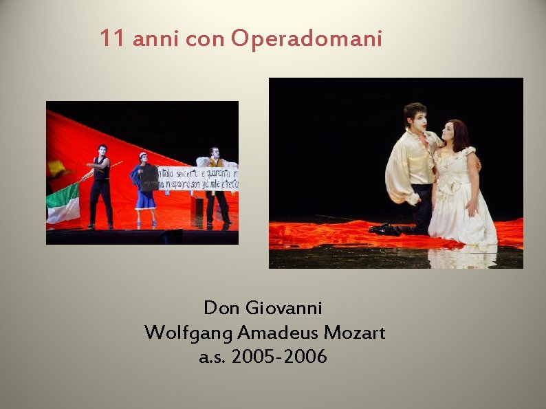 11 anni con Operadomani Don Giovanni Wolfgang Amadeus Mozart a. s. 2005 -2006 