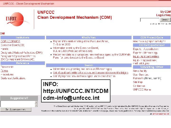 INFO: http: //UNFCCC. INT/CDM cdm-info@unfccc. int 