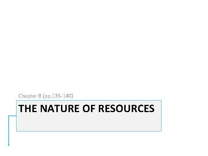 Chapter 8 (pp. 135 -140) THE NATURE OF RESOURCES 