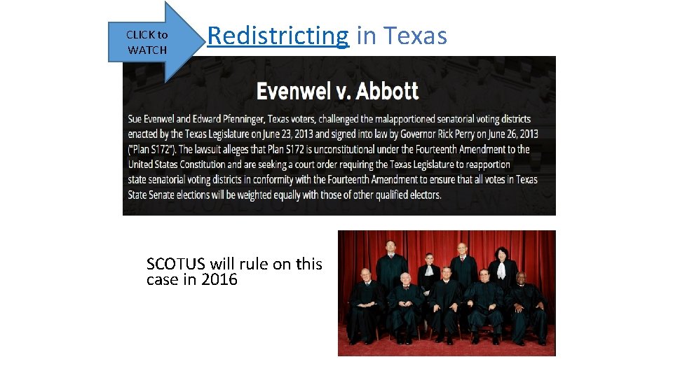 CLICK to WATCH Redistricting in Texas SCOTUS will rule on this case in 2016