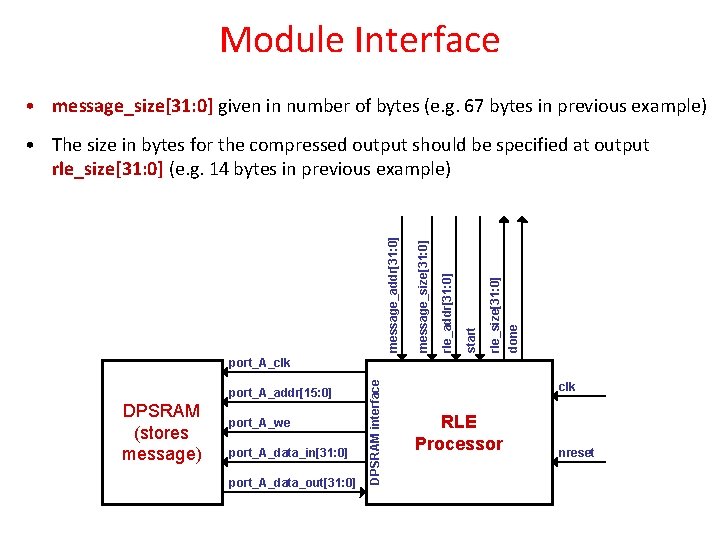Module Interface • message_size[31: 0] given in number of bytes (e. g. 67 bytes