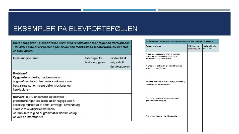 EKSEMPLER PÅ ELEVPORTEFØLJEN 