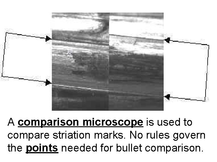 A comparison microscope is used to compare striation marks. No rules govern the points