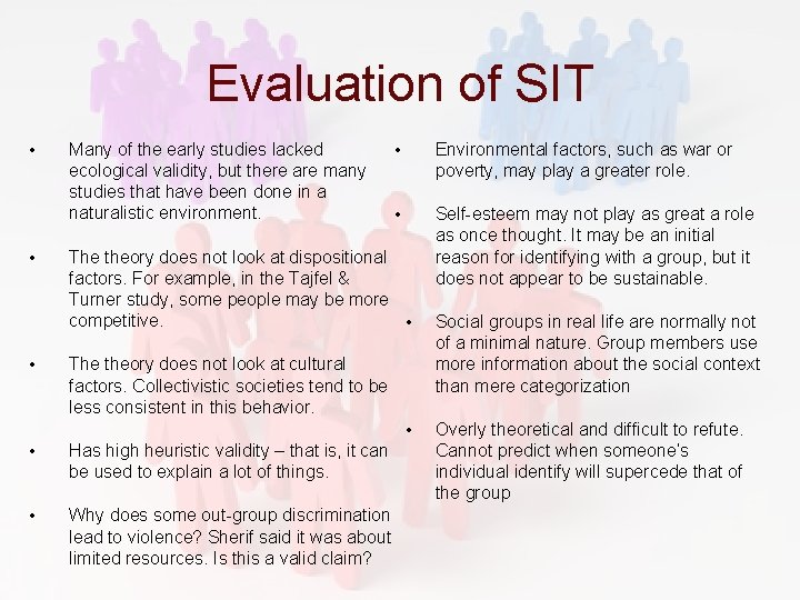 Evaluation of SIT • • • Many of the early studies lacked ecological validity, Evaluation of SIT • • • Many of the early studies lacked ecological validity,