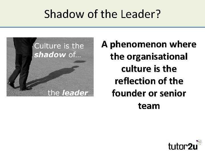 Shadow of the Leader? A phenomenon where the organisational culture is the reflection of