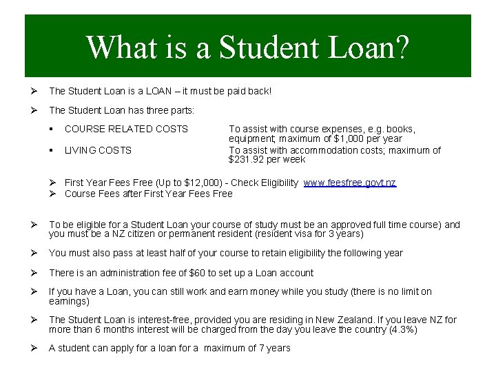 What is a Student Loan? Ø The Student Loan is a LOAN – it