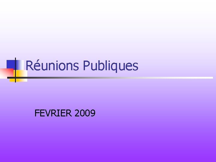 Réunions Publiques FEVRIER 2009 