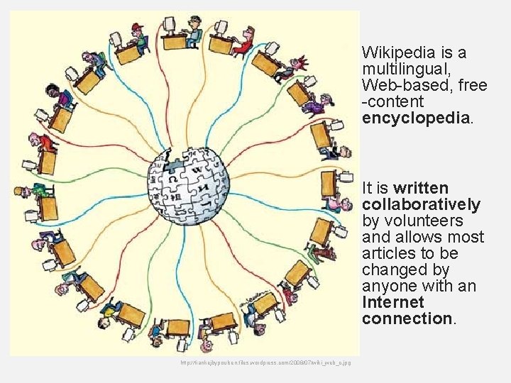  • Wikipedia is a multilingual, Web-based, free -content encyclopedia. • It is written