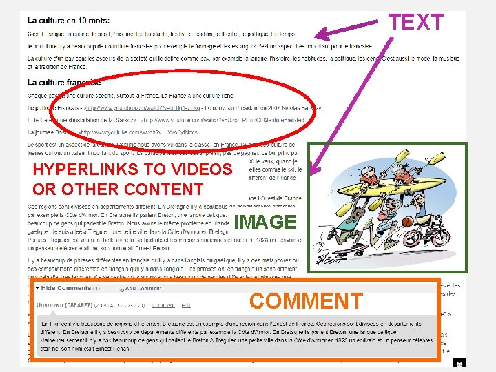 TEXT HYPERLINKS TO VIDEOS OR OTHER CONTENT IMAGE COMMENT 