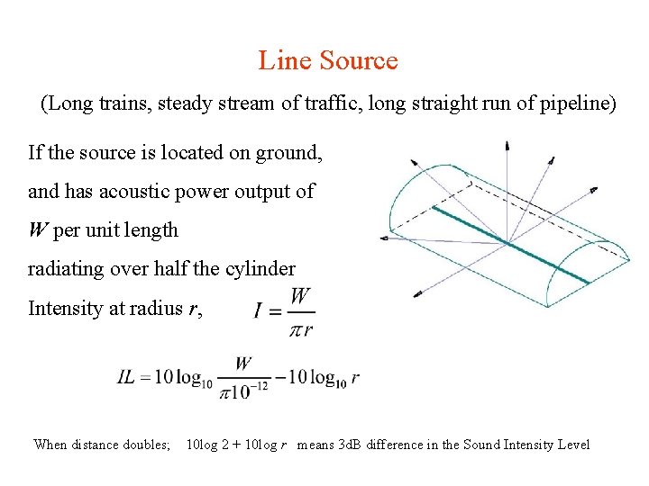 Line Source (Long trains, steady stream of traffic, long straight run of pipeline) If