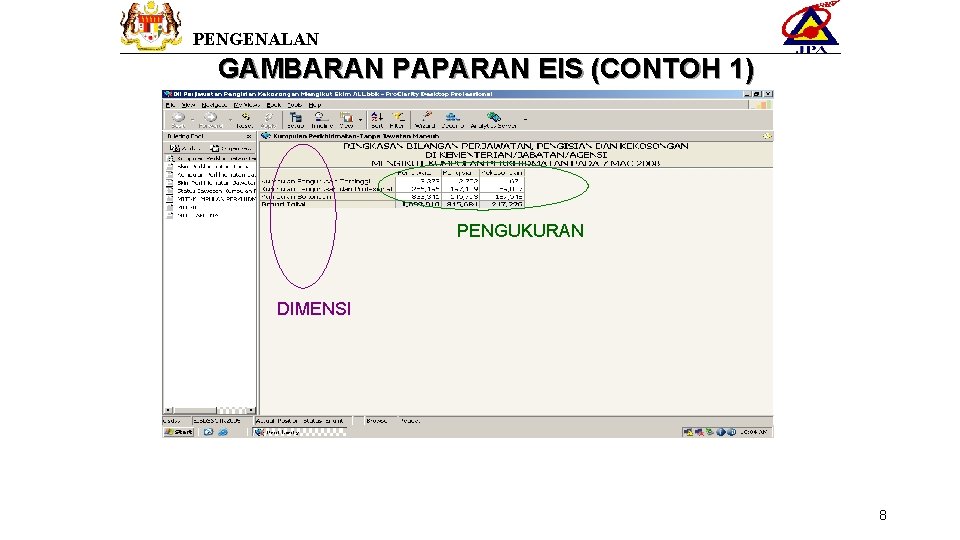 PENGENALAN GAMBARAN PAPARAN EIS (CONTOH 1) PENGUKURAN DIMENSI 8 