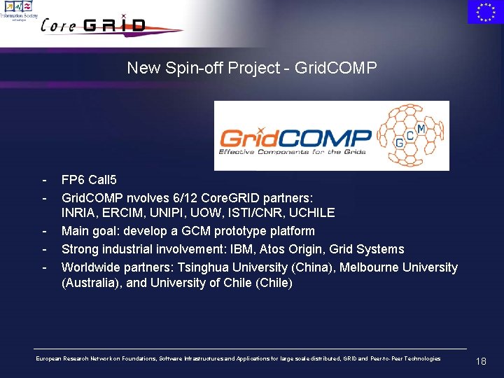 New Spin-off Project - Grid. COMP - FP 6 Call 5 Grid. COMP nvolves