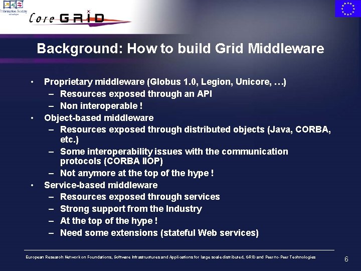 Background: How to build Grid Middleware • • • Proprietary middleware (Globus 1. 0,