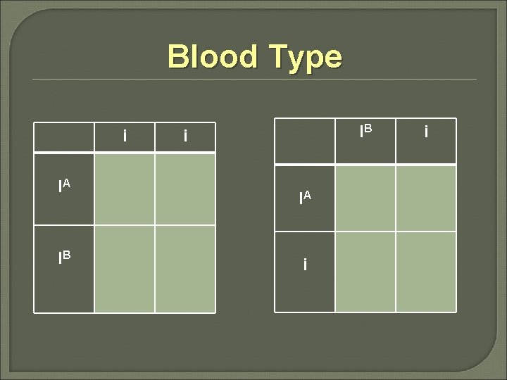 Blood Type i IA IB IB i IA i i 