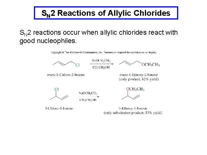 SN 2 Reactions of Allylic Chlorides SN 2 reactions occur when allylic chlorides react