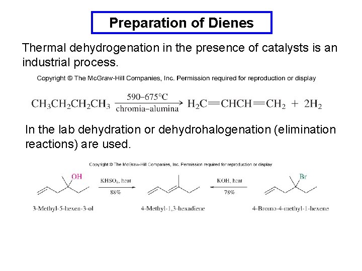 Preparation of Dienes Thermal dehydrogenation in the presence of catalysts is an industrial process.