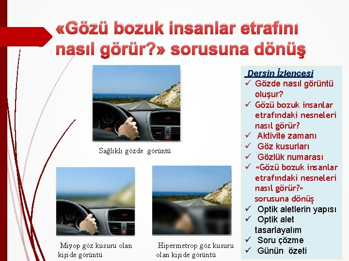  «Gözü bozuk insanlar etrafını nasıl görür? » sorusuna dönüş Sağlıklı gözde görüntü Miyop