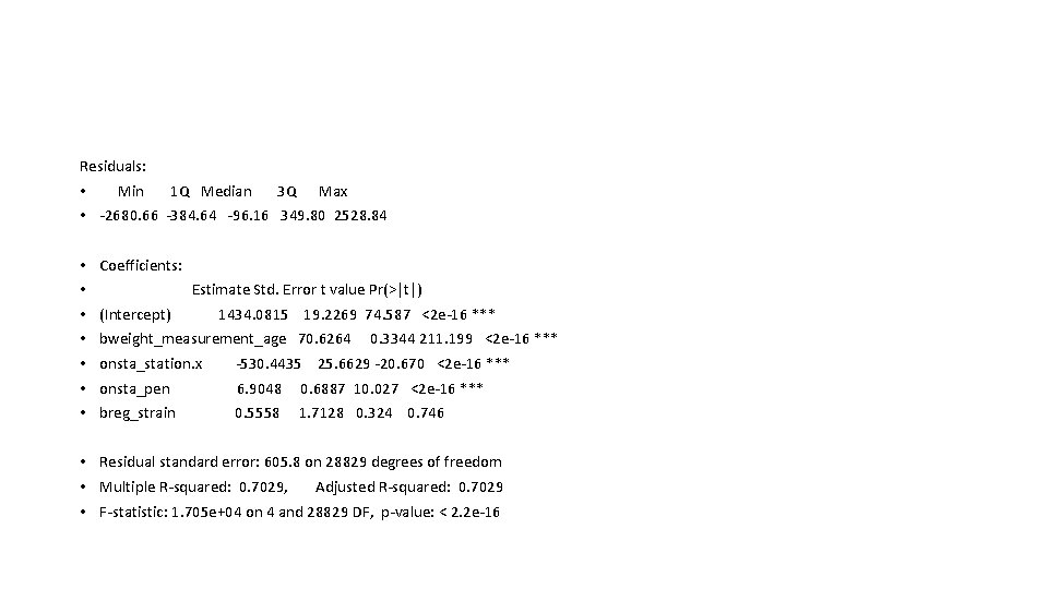 Residuals: • Min 1 Q Median 3 Q Max • -2680. 66 -384. 64