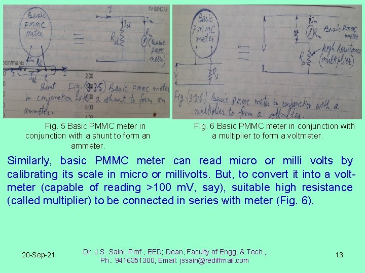 Fig. 5 Basic PMMC meter in conjunction with a shunt to form an ammeter.