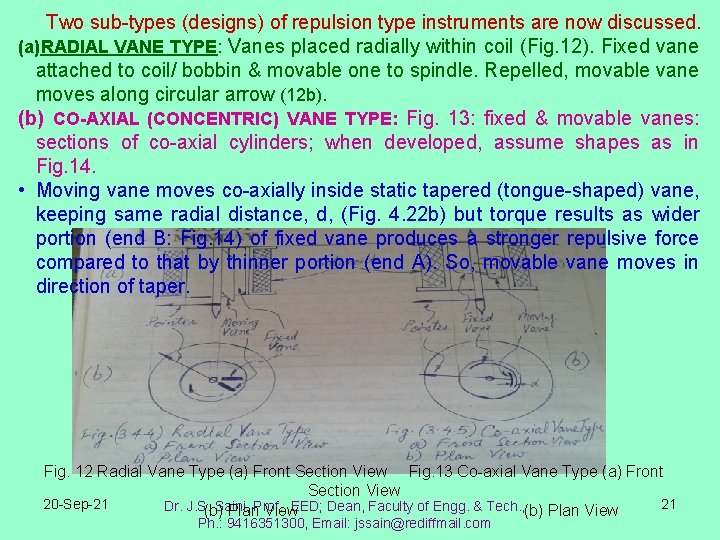 Two sub-types (designs) of repulsion type instruments are now discussed. (a)RADIAL VANE TYPE: Vanes