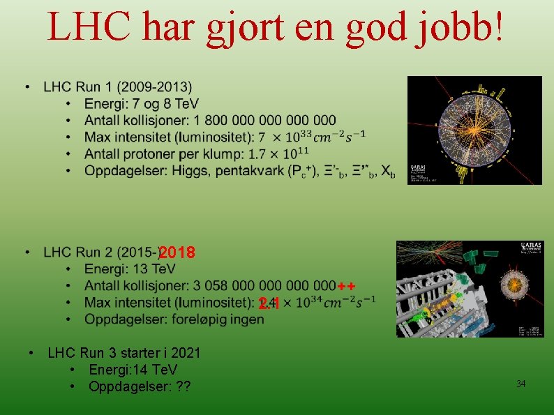 LHC har gjort en god jobb! 2018 2. 1 • LHC Run 3 starter