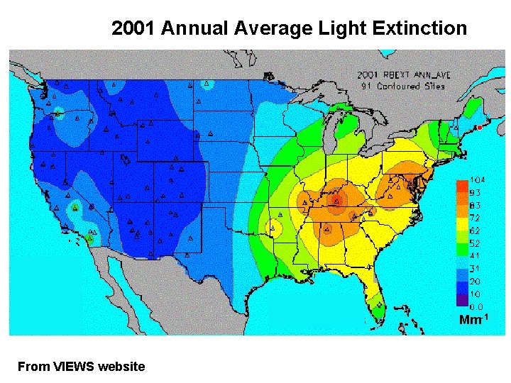 2001 Annual Average Light Extinction Mm-1 From VIEWS website 