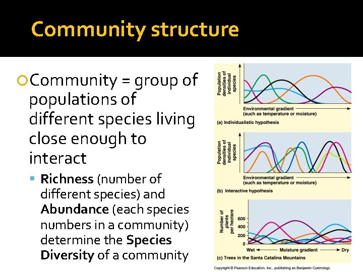 Community structure Community = group of populations of different species living close enough to