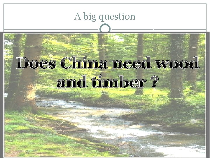 A big question Does China need wood and timber ? 