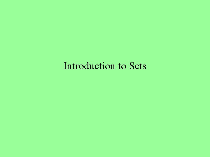 Introduction to Sets 
