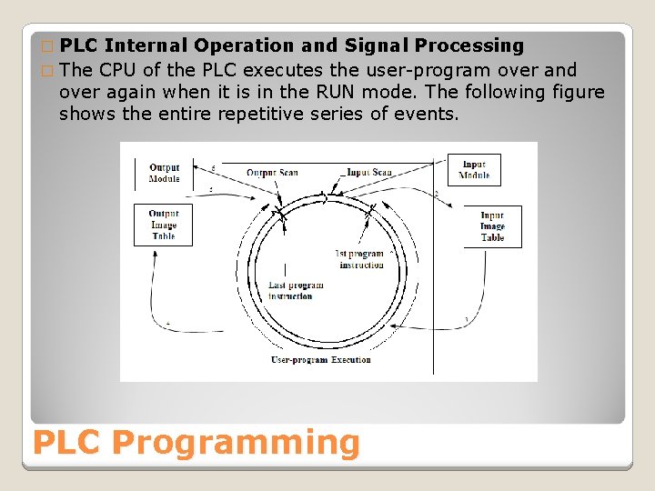 � PLC Internal Operation and Signal Processing � The CPU of the PLC executes