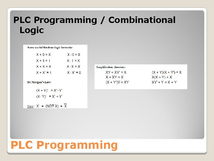 PLC Programming / Combinational Logic PLC Programming 