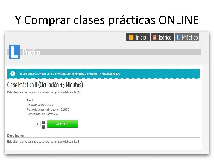 Y Comprar clases prácticas ONLINE 