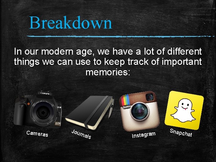 Breakdown In our modern age, we have a lot of different things we can