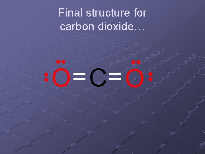 Final structure for carbon dioxide… O C O Final structure for carbon dioxide… O C O