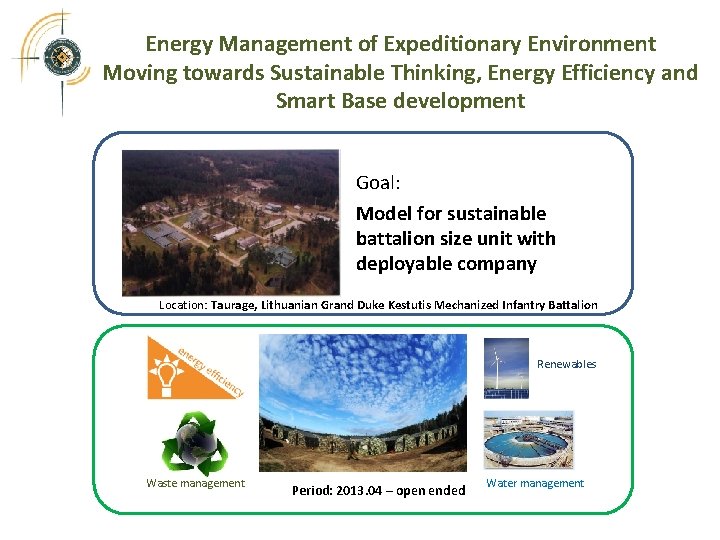 Energy Management of Expeditionary Environment Moving towards Sustainable Thinking, Energy Efficiency and Smart Base