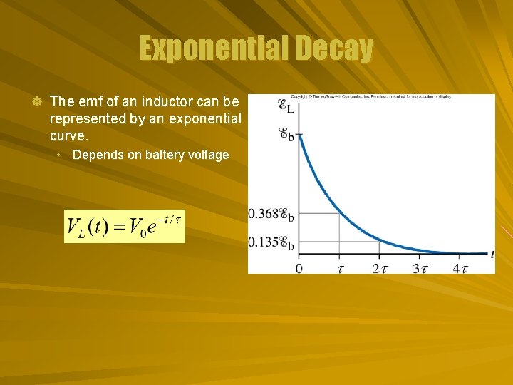 Exponential Decay ] The emf of an inductor can be represented by an exponential