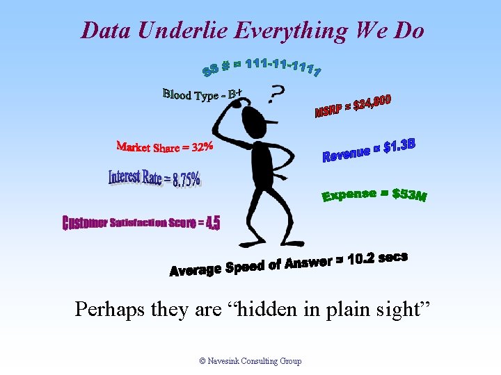 Data Underlie Everything We Do Perhaps they are “hidden in plain sight” © Navesink Data Underlie Everything We Do Perhaps they are “hidden in plain sight” © Navesink
