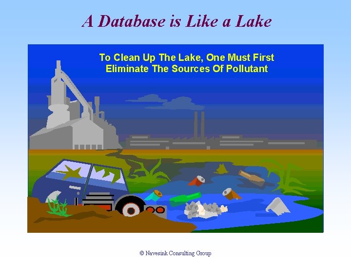 A Database is Like a Lake To Clean Up The Lake, One Must First A Database is Like a Lake To Clean Up The Lake, One Must First