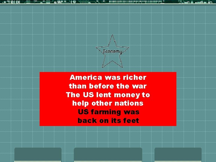America was richer than before the war The US lent money to help other