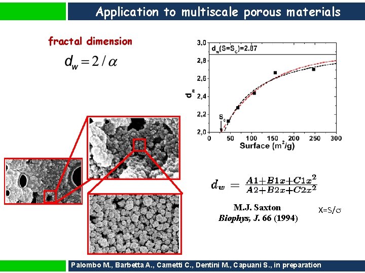 Application to multiscale porous materials fractal dimension M. J. Saxton Biophys, J. 66 (1994)